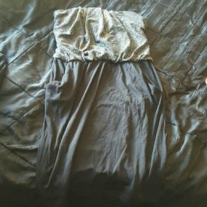 Strapless Black Mini Dress w/ Silver Chest